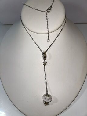 NWOT Gems En Vogue Palladium 18k Accent European Pandora Charm Holder Necklace